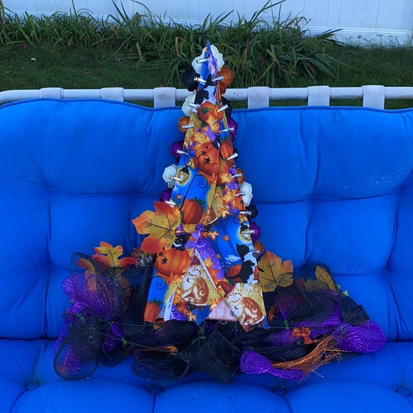 Custom By Me Halloween Witch Hat Wreath Cats Roses Brooms Autumn Leaves Spiders - Picture 2 of 15